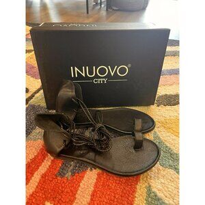 NEW FREE PEOPLE Inuovo Gladiator Black Leather Sandals Womens Size 37 6.5-7